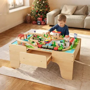 84PCS Wooden Train Table Set