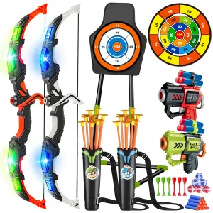 Bow Arrow + Gun set (Night-Light Archery Stand Target Board)