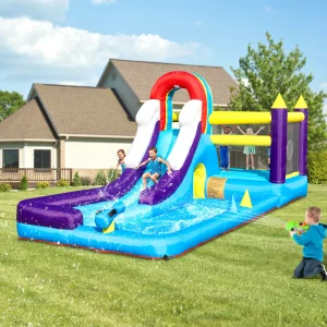 23FT Inflatable Water Slide - Splash Pool, Heavy Duty Bounce House with Climbing Wall